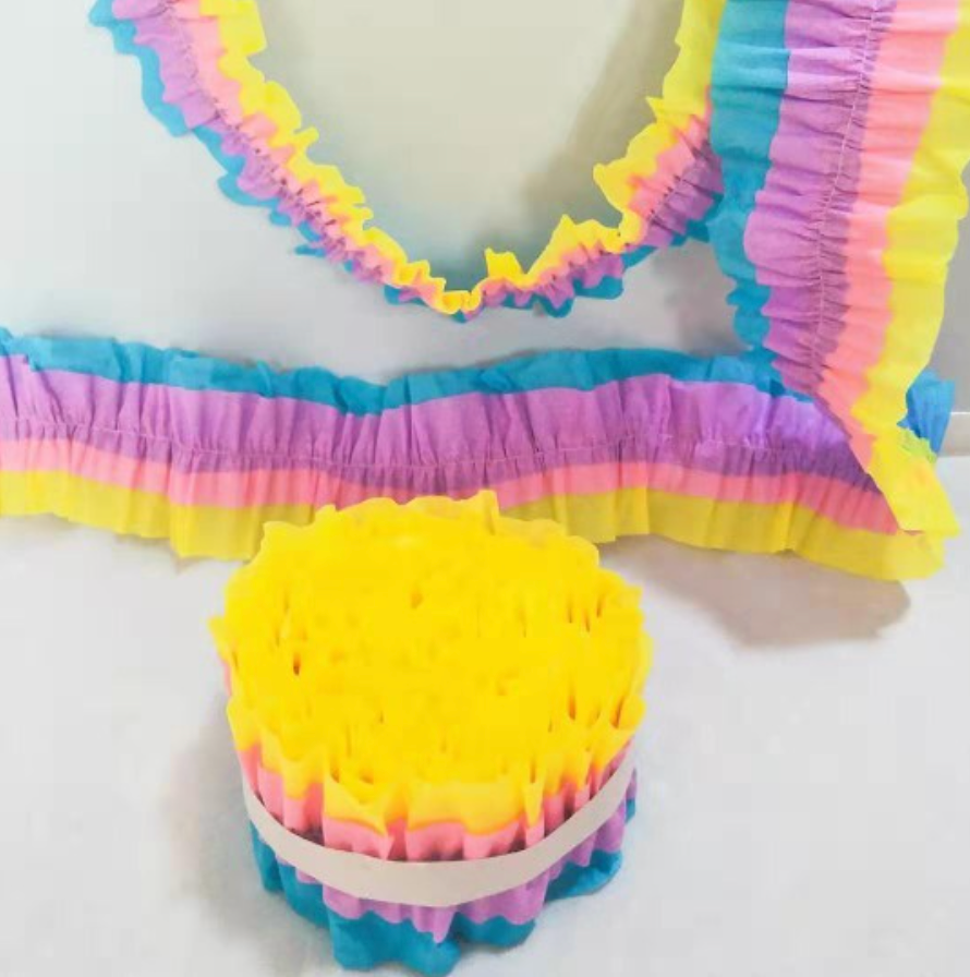 Guirnalda papel crepé tonos arcoíris