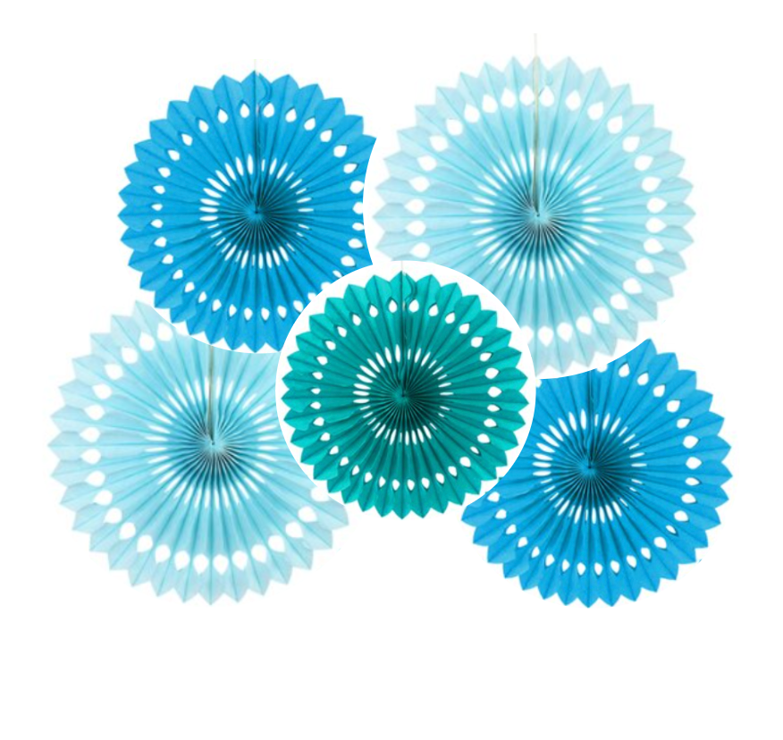Abanicos papel volantín azules