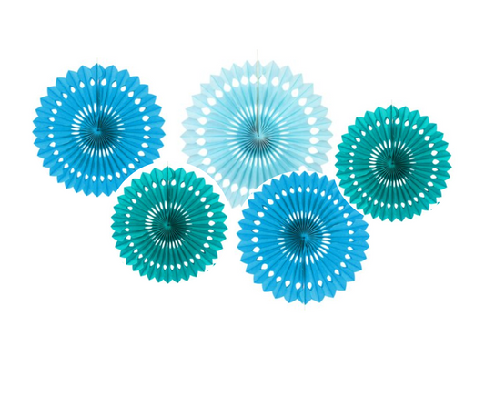 Abanicos papel volantín azules
