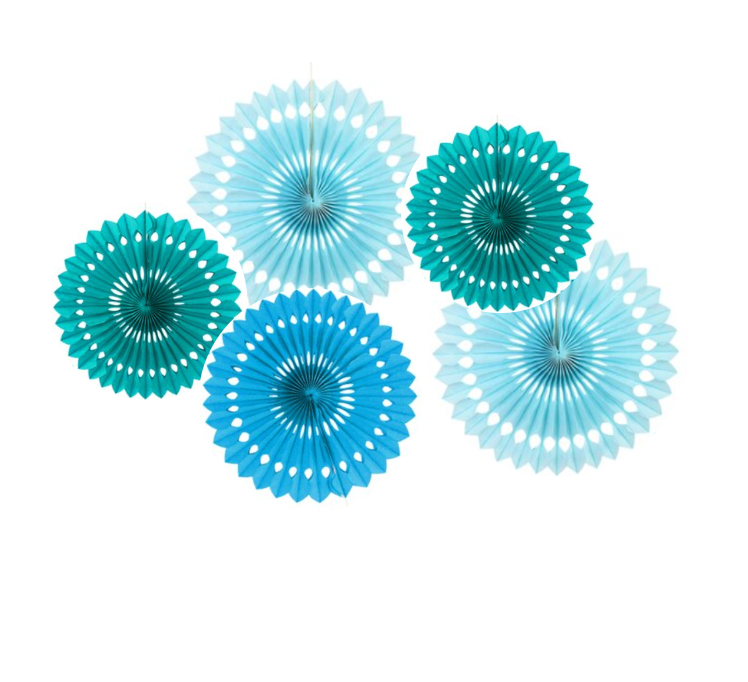Abanicos papel volantín azules