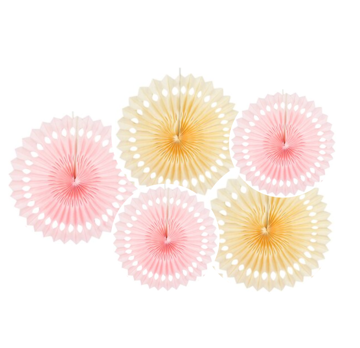 Abanicos papel volantín rosados