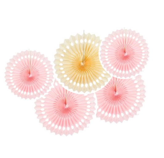 Abanicos papel volantín rosados