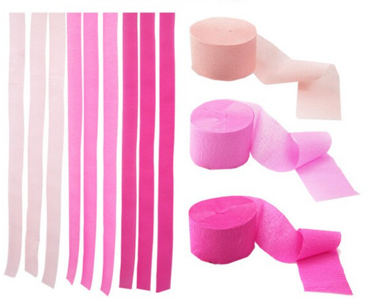 Rollo papel crepé tonos rosados