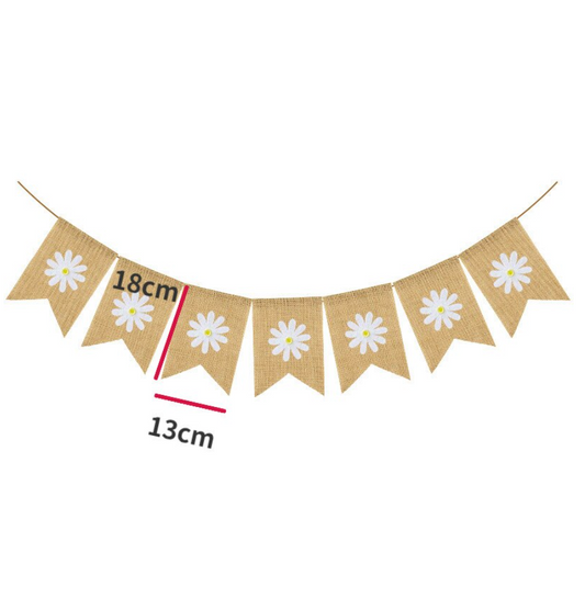 Banderín margaritas arpillera