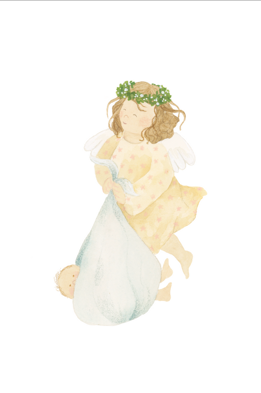 Santito ilustrado por BERNIE Angelita amarilla