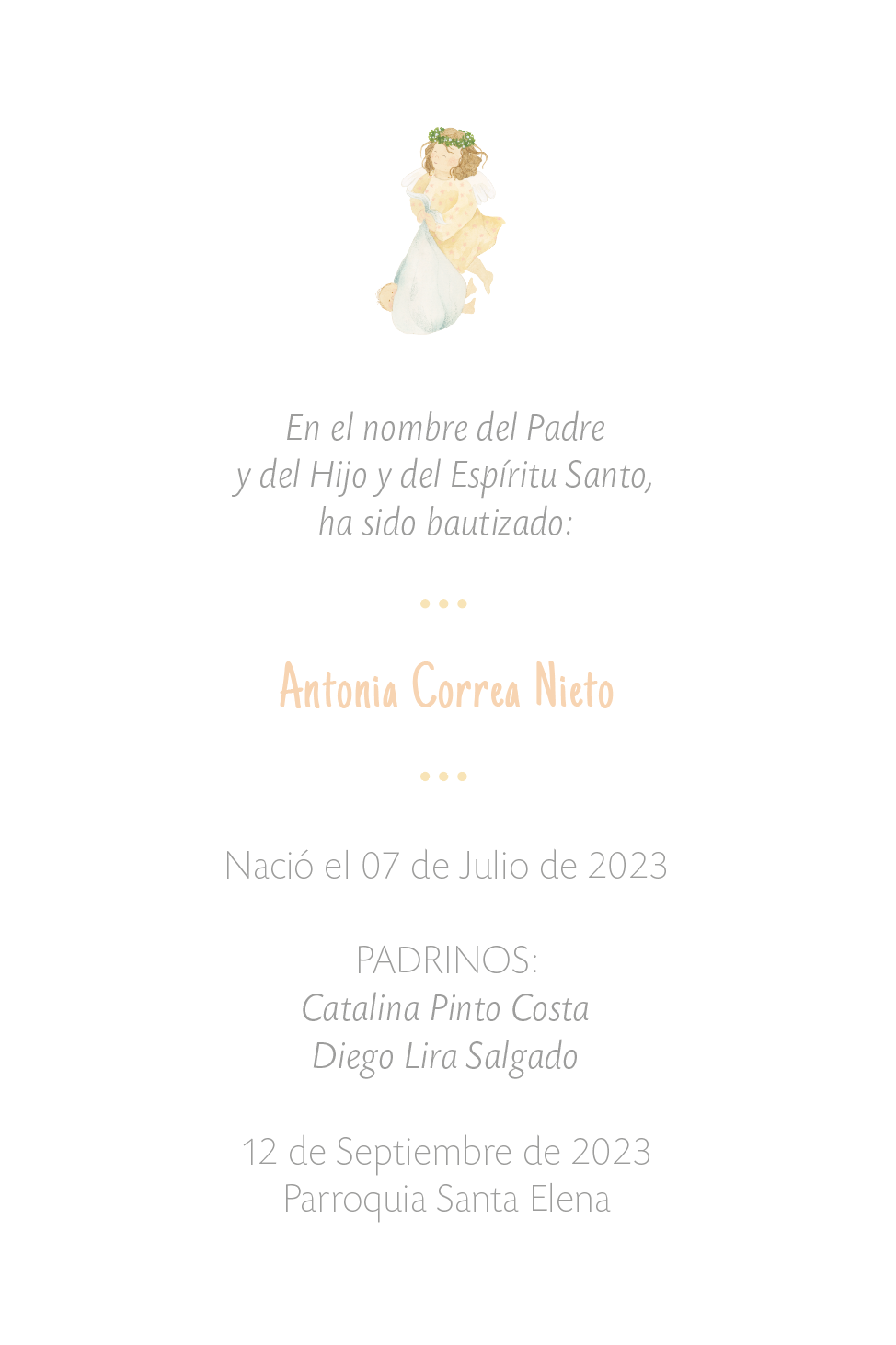 Santito ilustrado por BERNIE Angelita amarilla