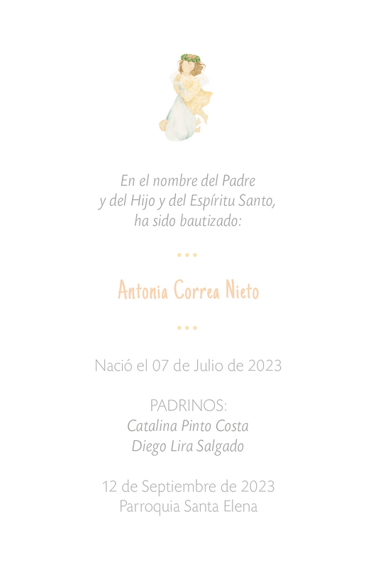 Santito ilustrado por BERNIE Angelita amarilla