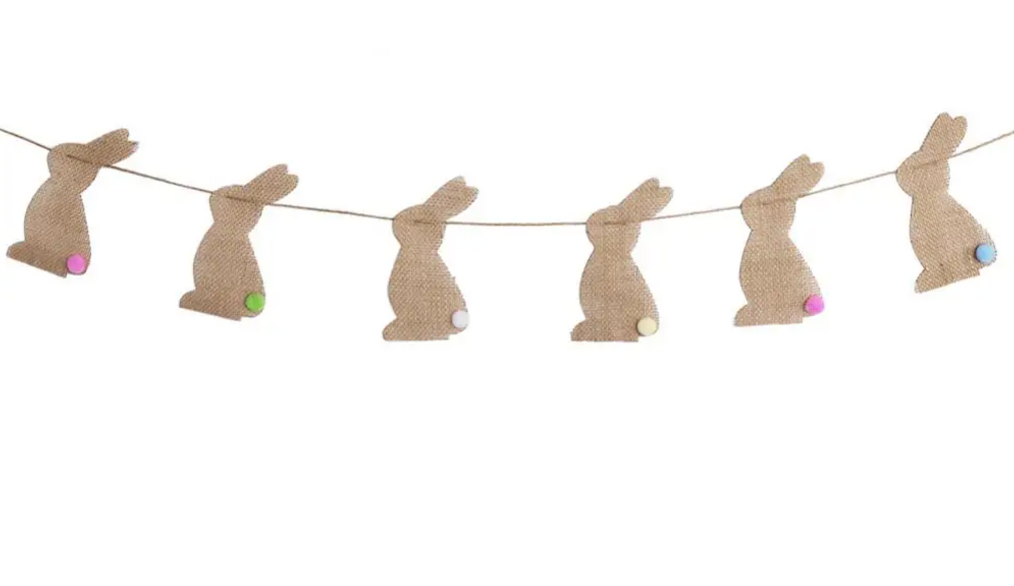 Guirnalda arpillera conejo pompom