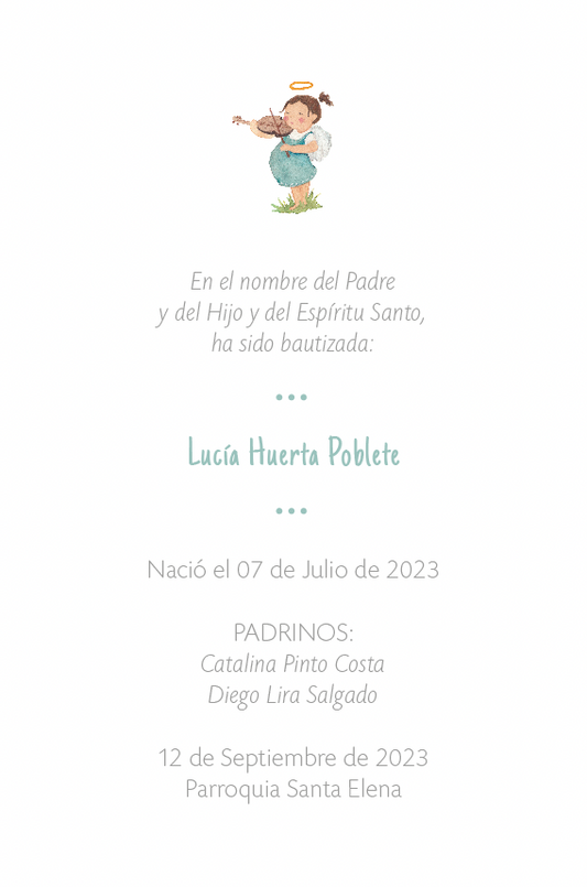 Santito ilustrado por BERNIE Angelita violín