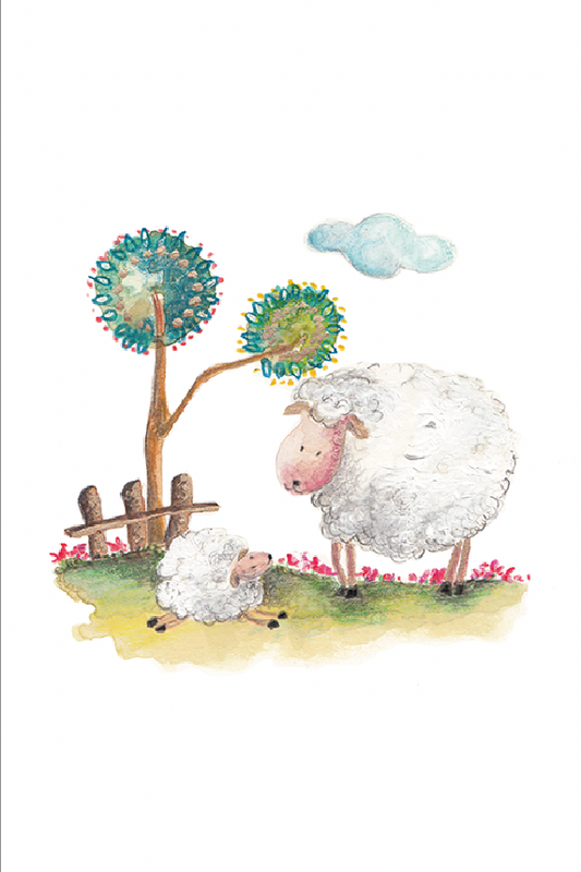 Santito ilustrado por BERNIE ovejitas