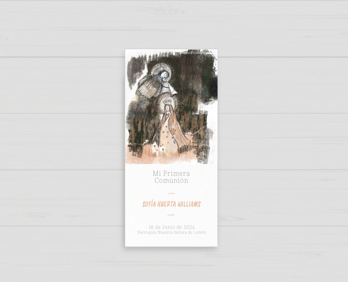Santito Virgen María y Ángel ilustrado por Rosario Ovalle