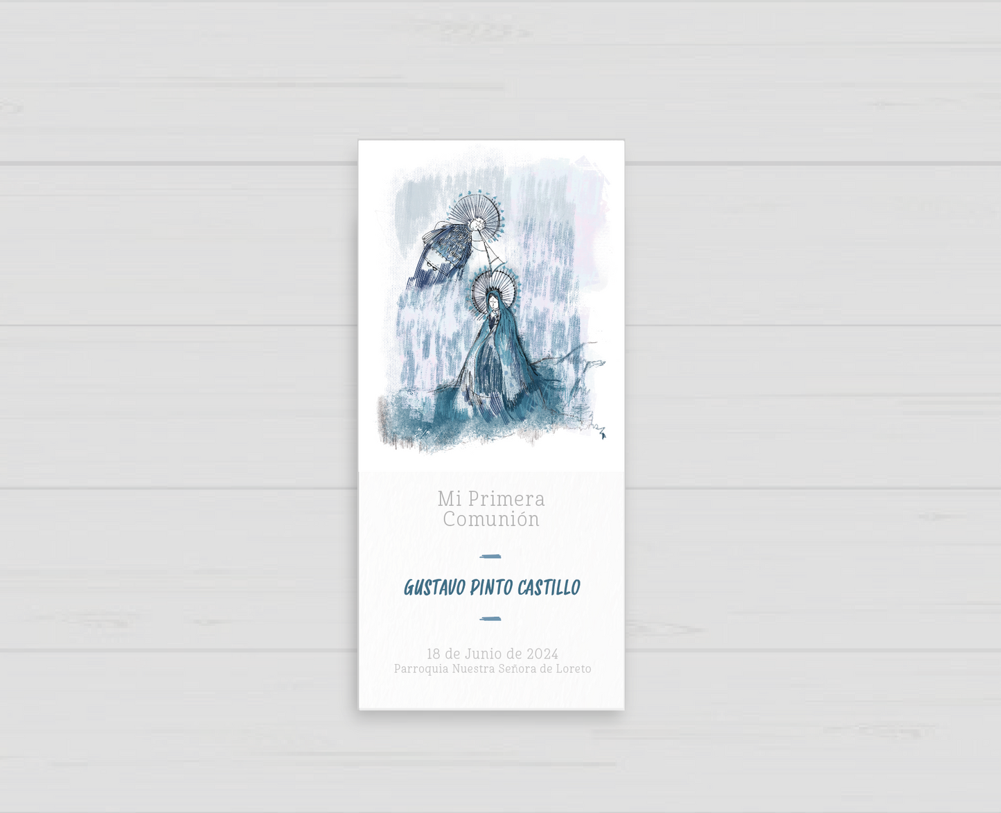 Santito Virgen María y Ángel ilustrado por Rosario Ovalle