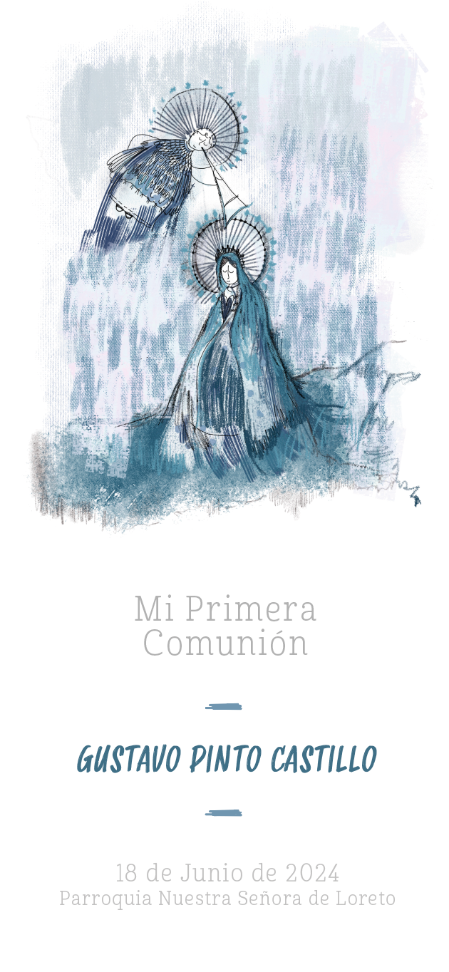 Santito Virgen María y Ángel ilustrado por Rosario Ovalle