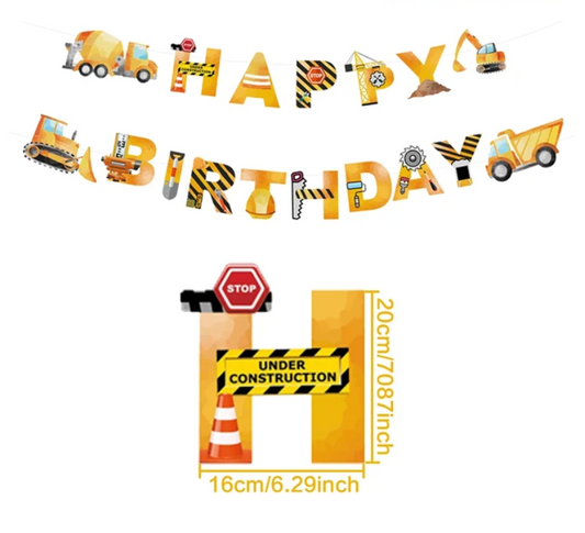 Banderín cumpleaños construcción