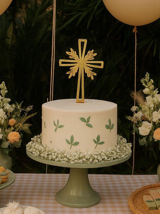Cruz con hojas para torta