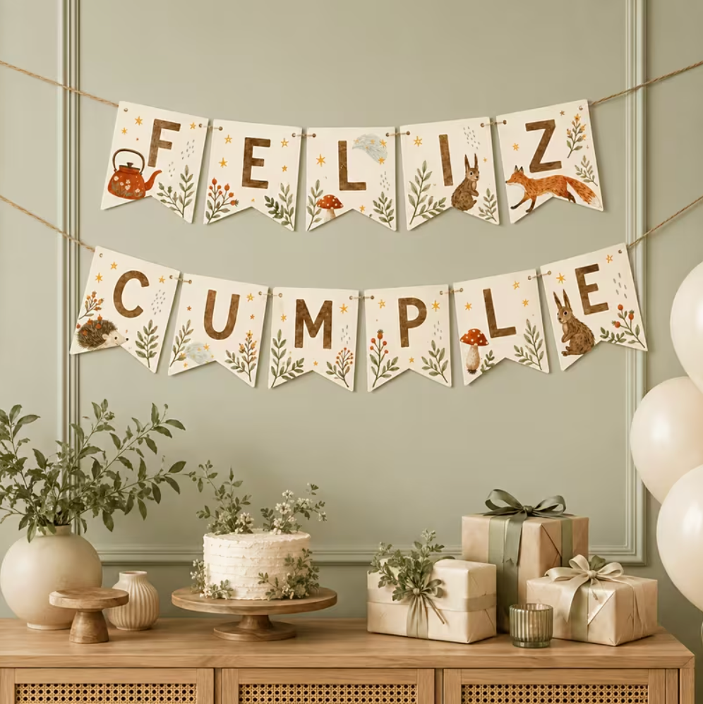 Banderín cumpleaños animales del bosque