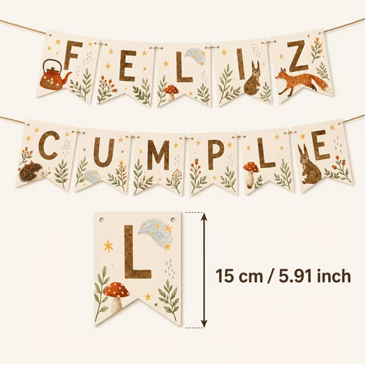 Banderín cumpleaños animales del bosque