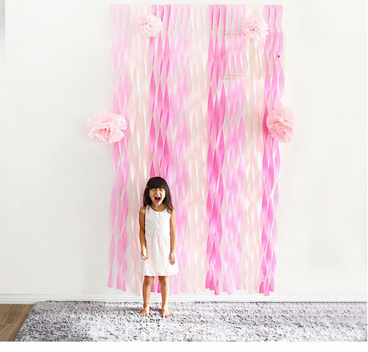 Rollo papel crepé tonos rosados