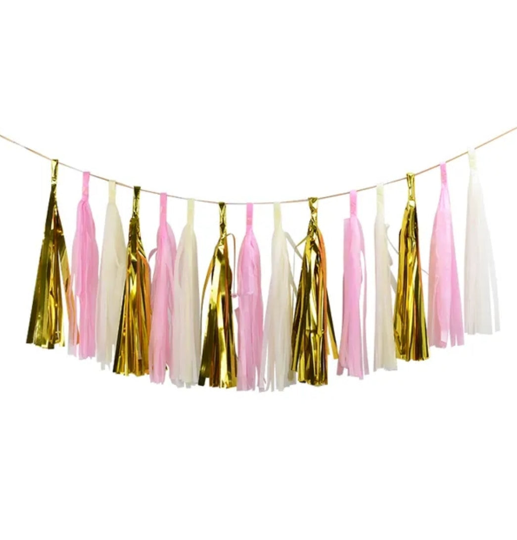 Guirnalda flecos rosado claro