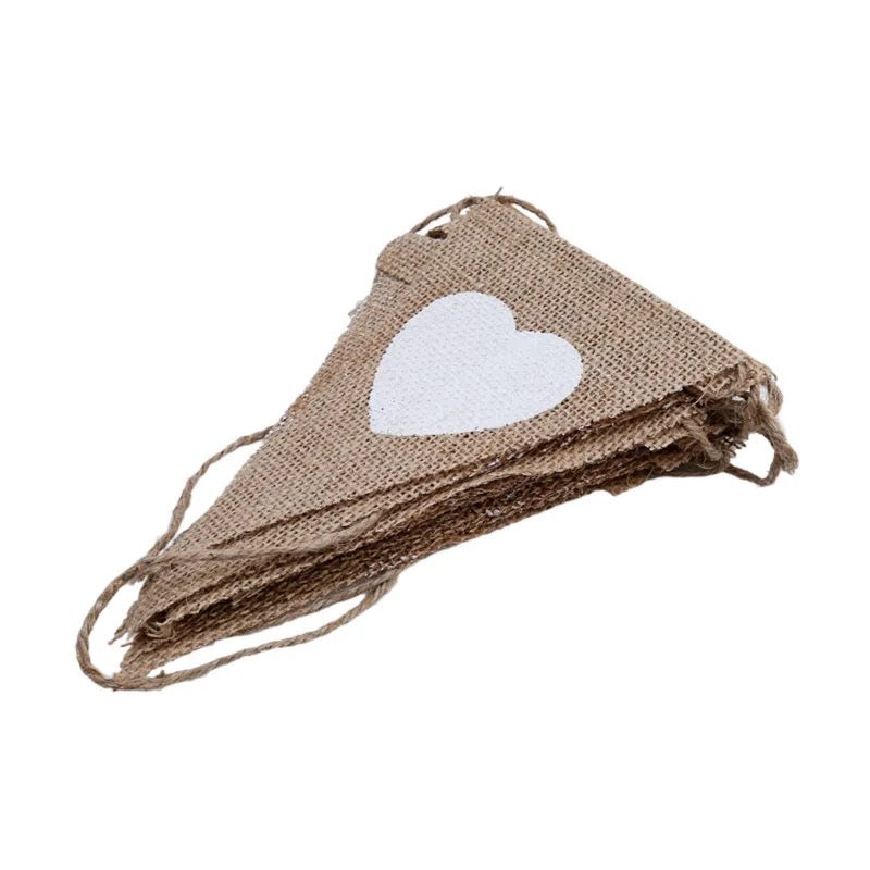 Banderín arpillera corazones