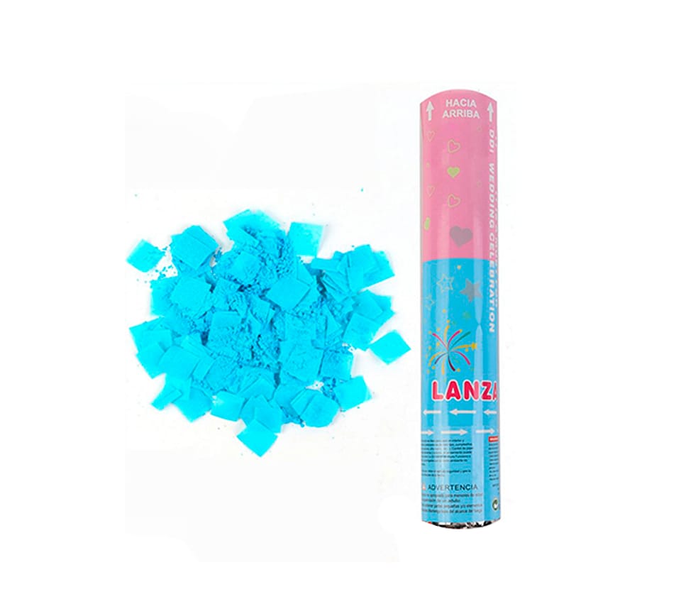 Lanza confeti celeste