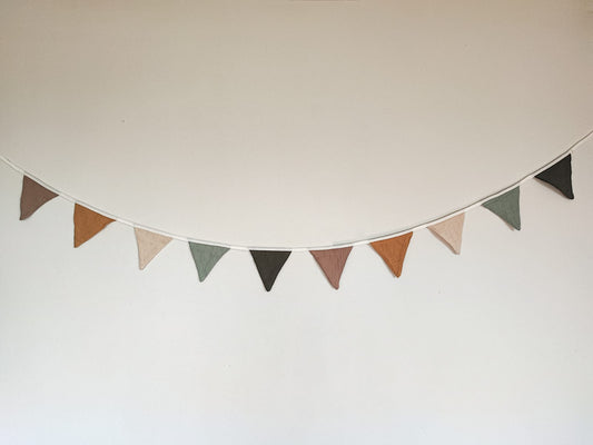 Banderín tela verde, mostaza y beige