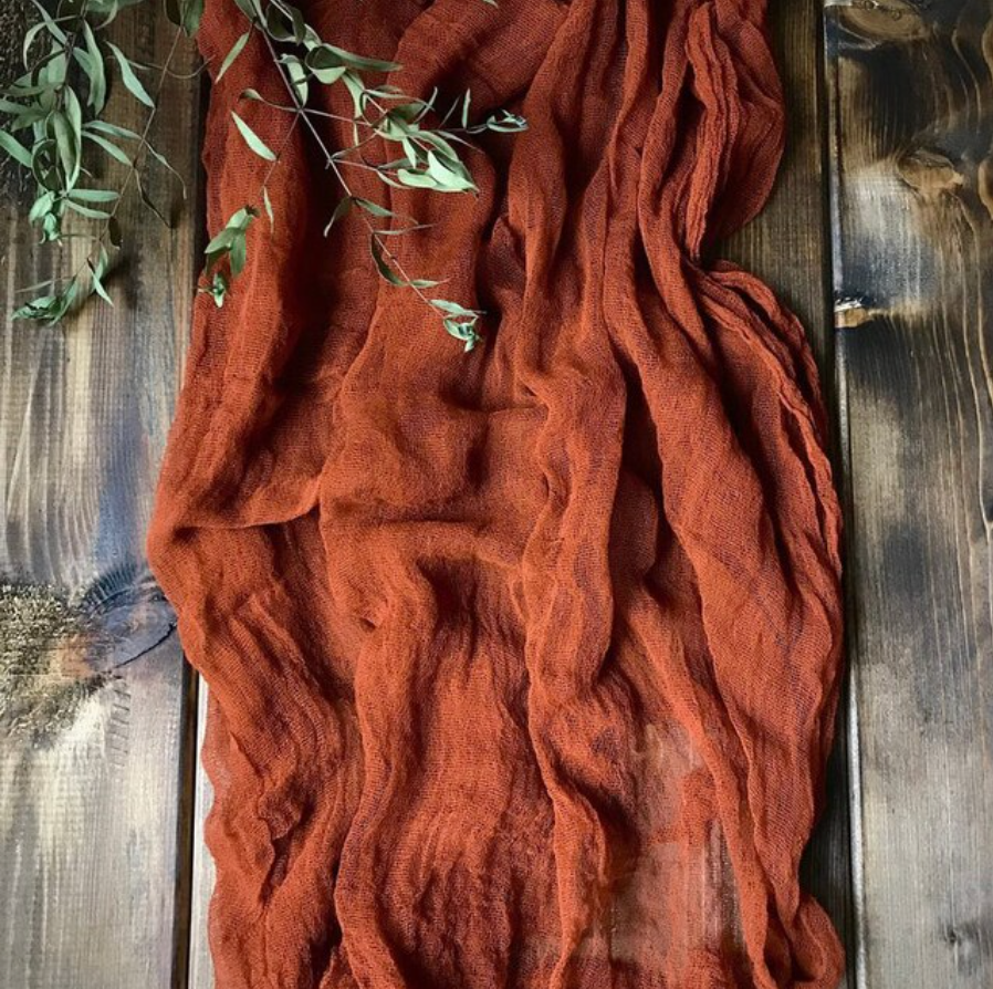 Camino de mesa gasa color terracota