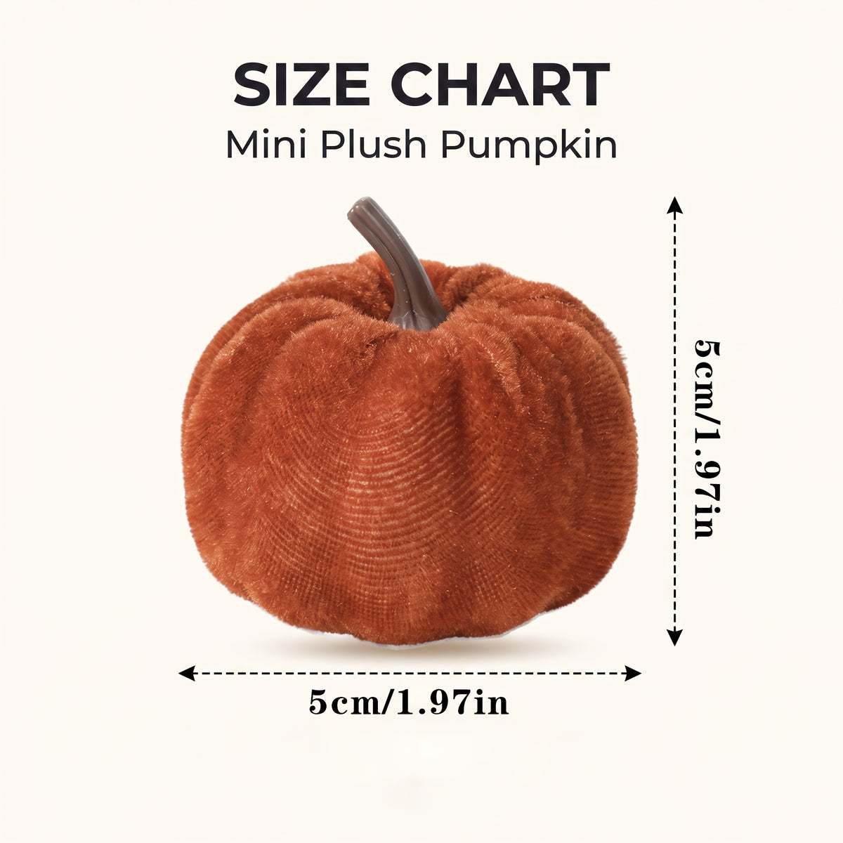 Medidas mini calabaza de terciopelo 5 cm
