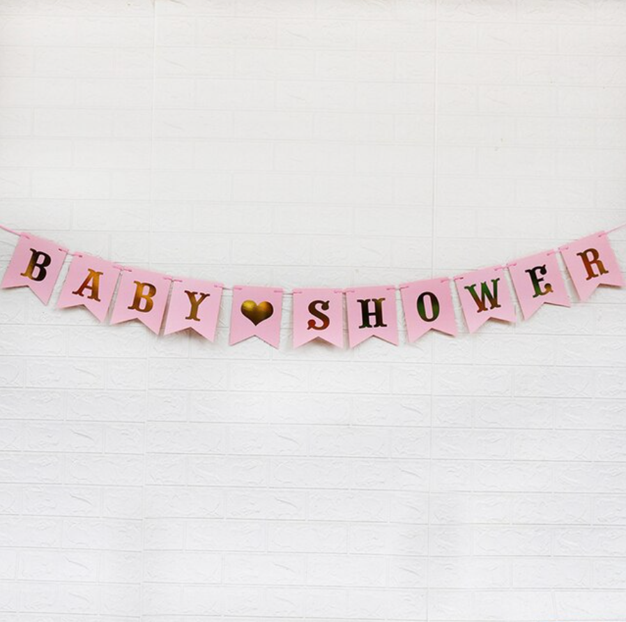 Banderín baby shower rosado