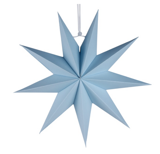 Estrella colgante de papel celeste