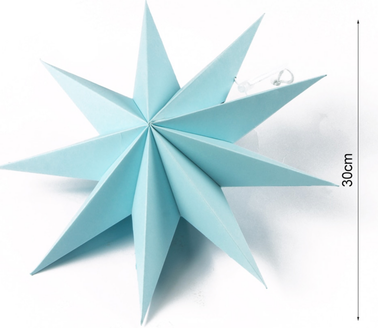 Estrella colgante de papel celeste