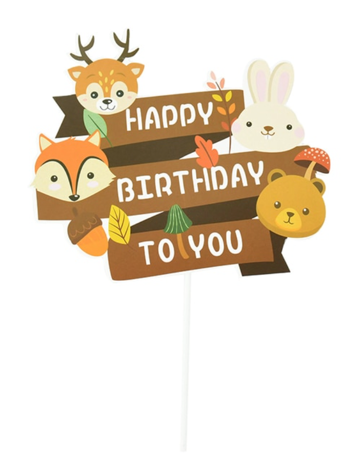 Topper torta animales del bosque