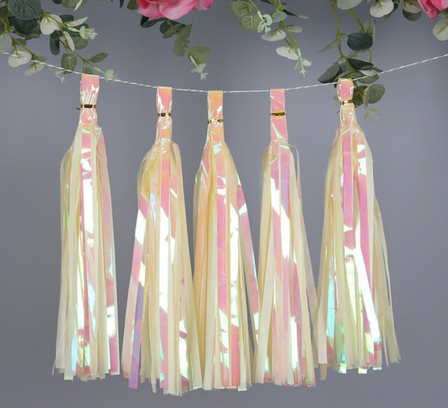 Guirnalda flecos brillante blanca