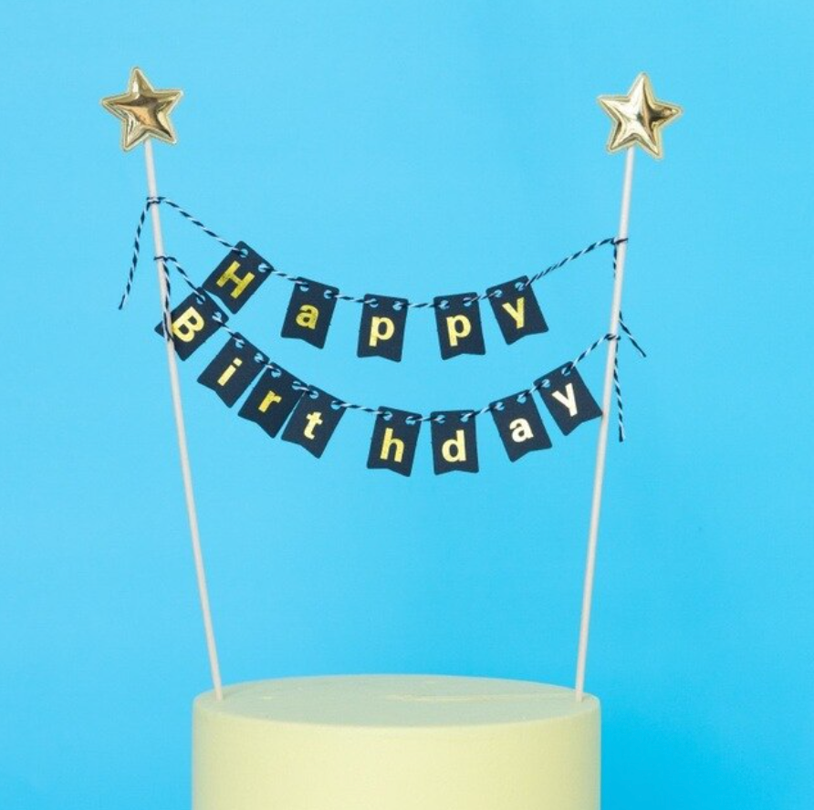 Topper torta negro y dorado