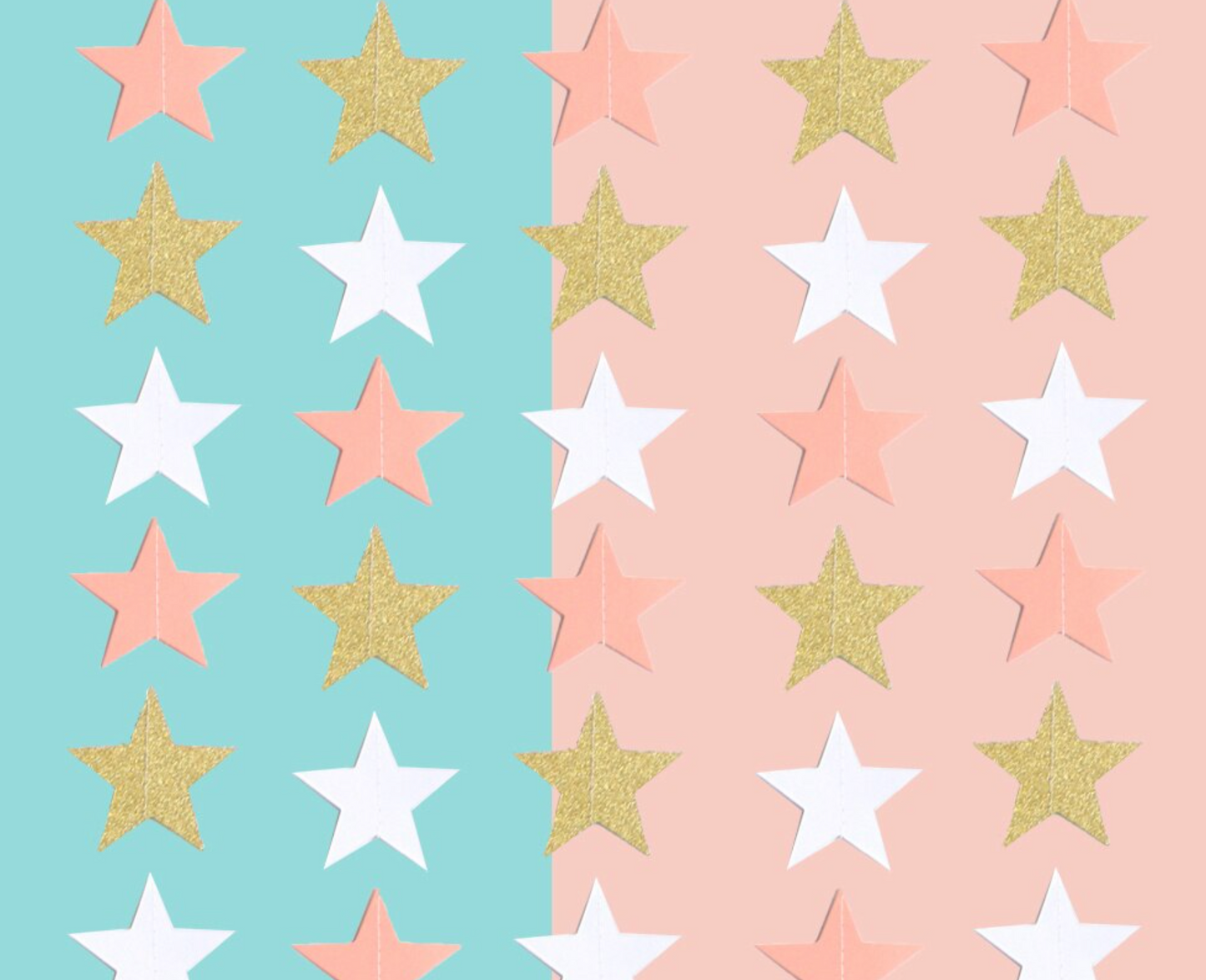 Guirnalda estrellas tonos rosado y dorado