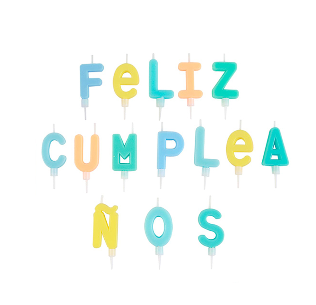 Velas feliz cumpleaños tonos celestes