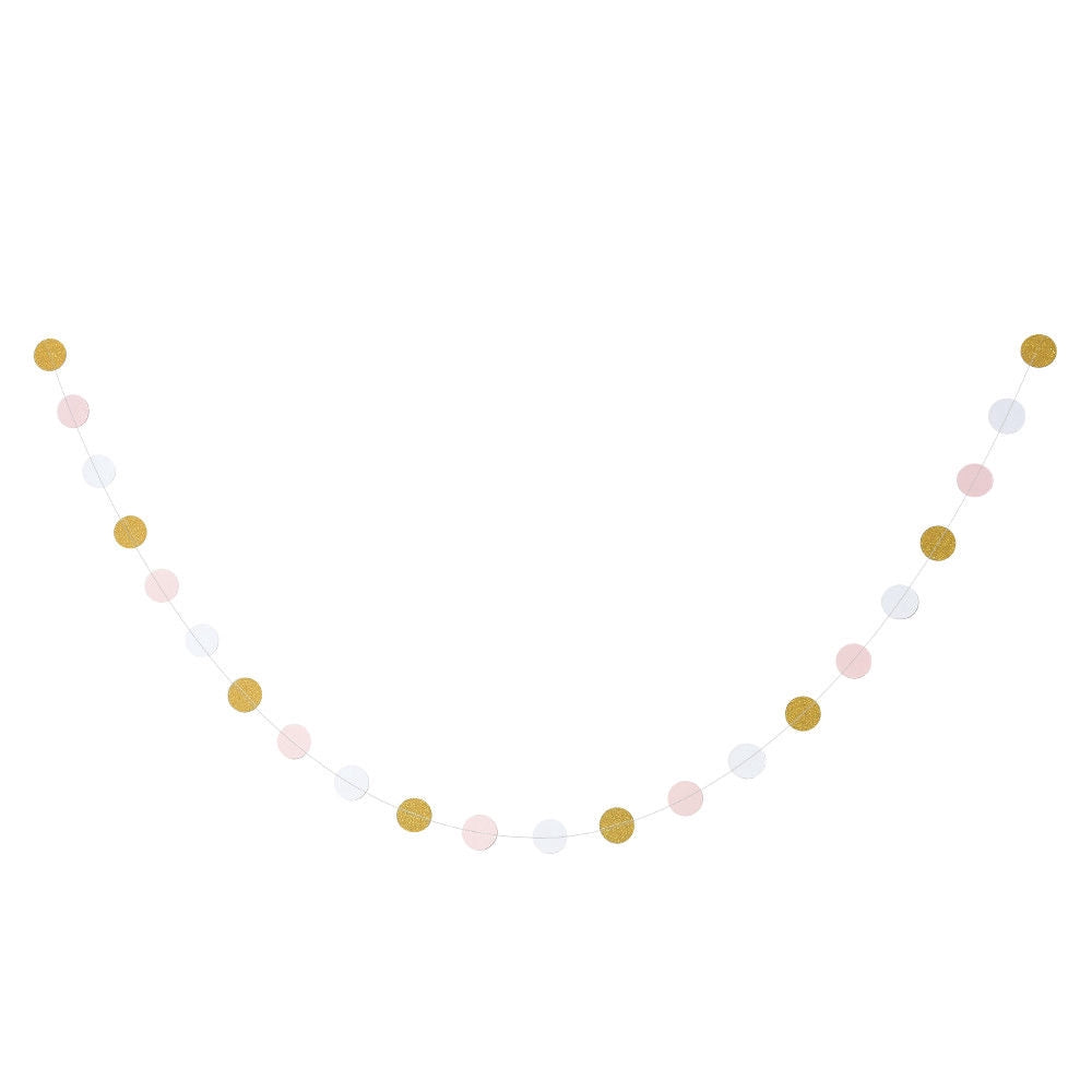 Guirnalda círculos tonos rosado y dorado