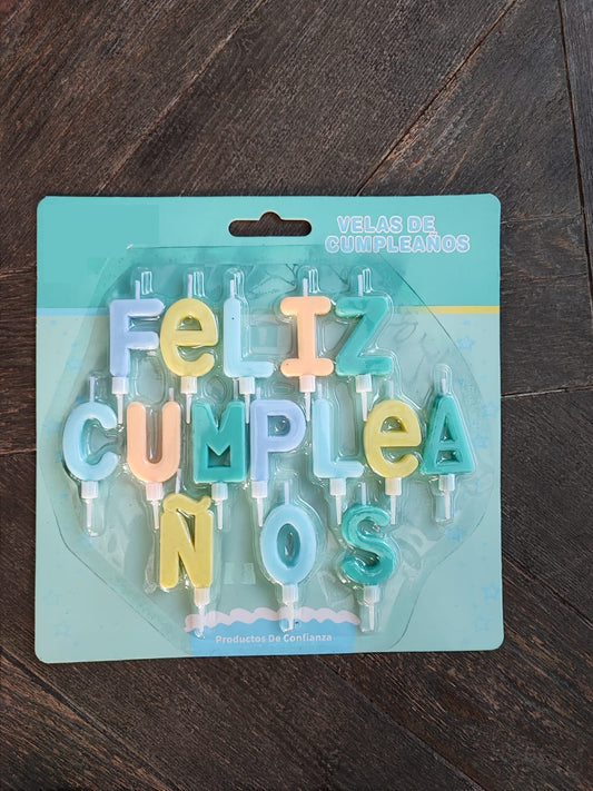 Velas feliz cumpleaños tonos celestes