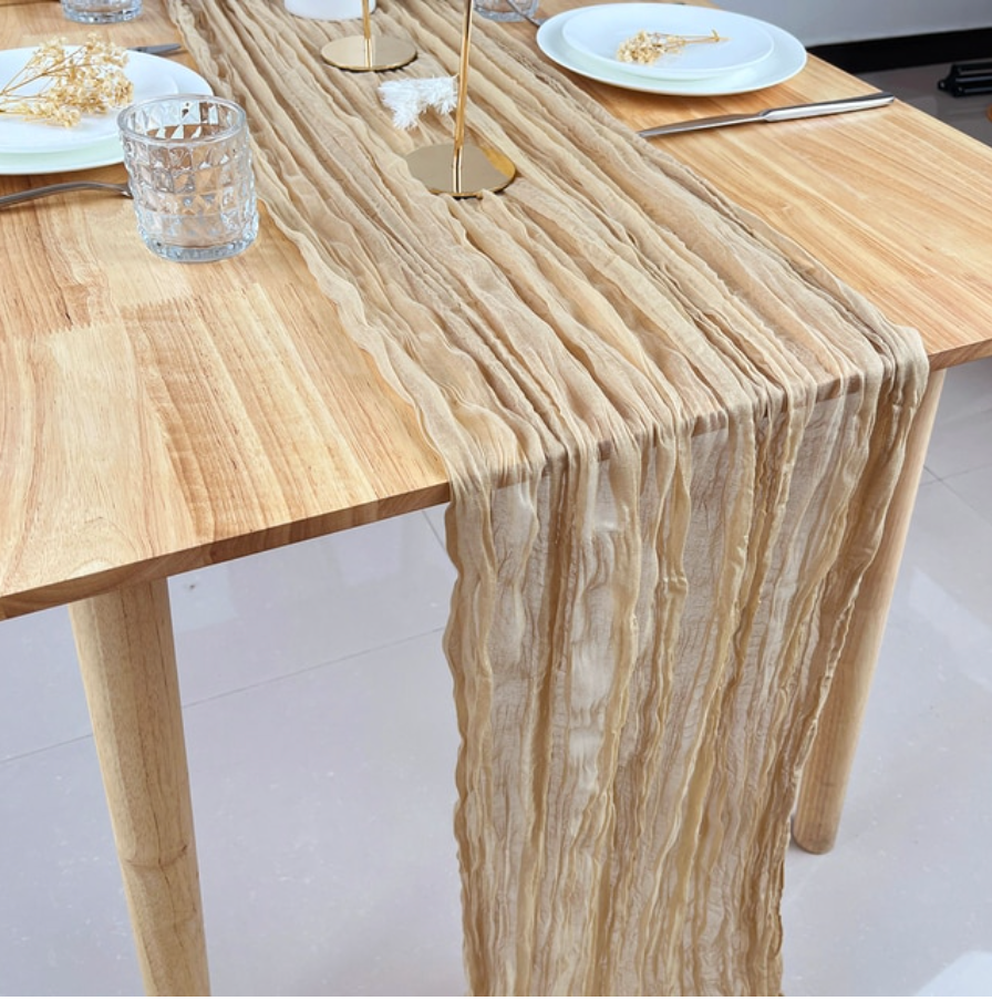 Camino de mesa gasa color beige