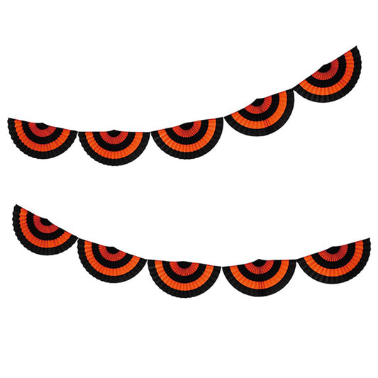 Guirnalda de abanicos negro y naranja Halloween