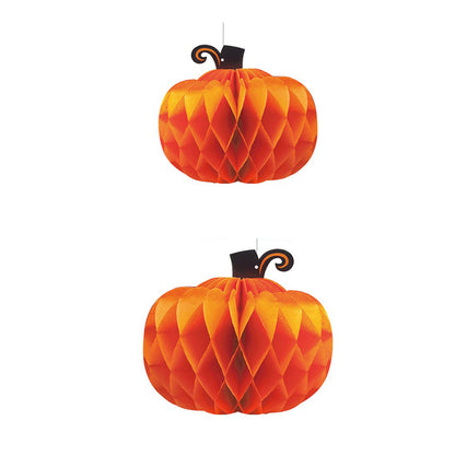 Calabazas naranjas colgantes de papel