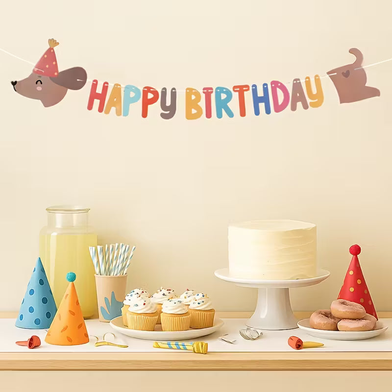 Guirnalda happy birthday salchicha