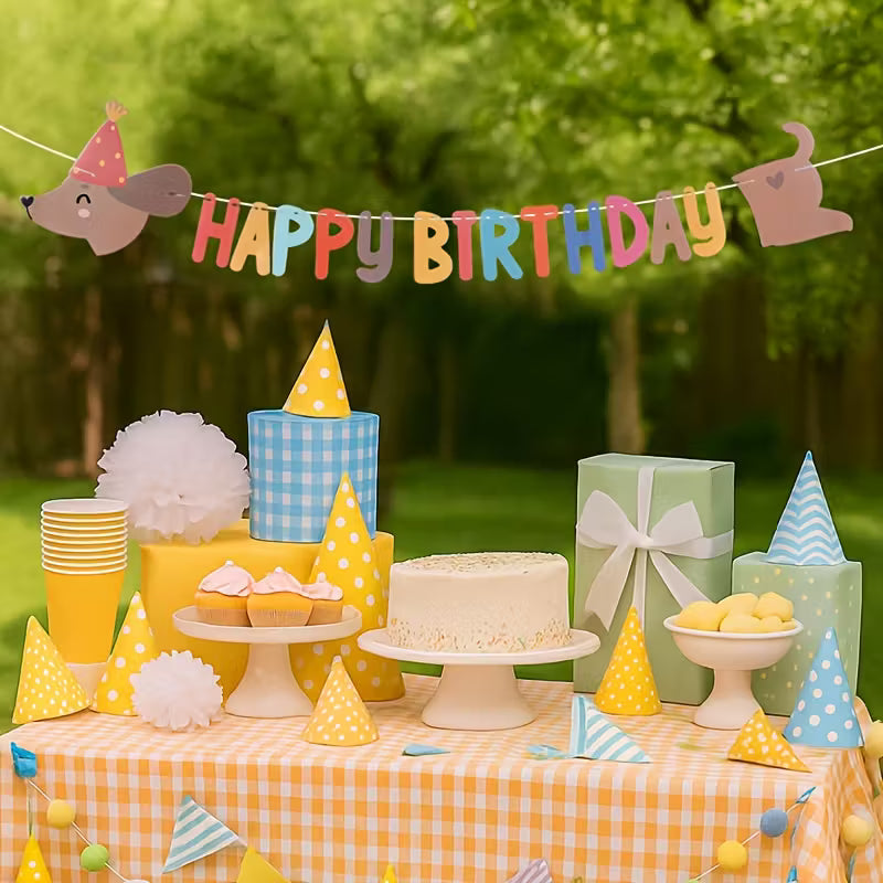 Guirnalda happy birthday salchicha