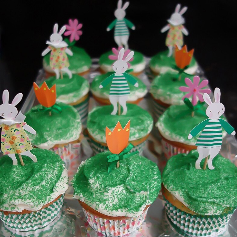 Set cupcakes y toppers conejos