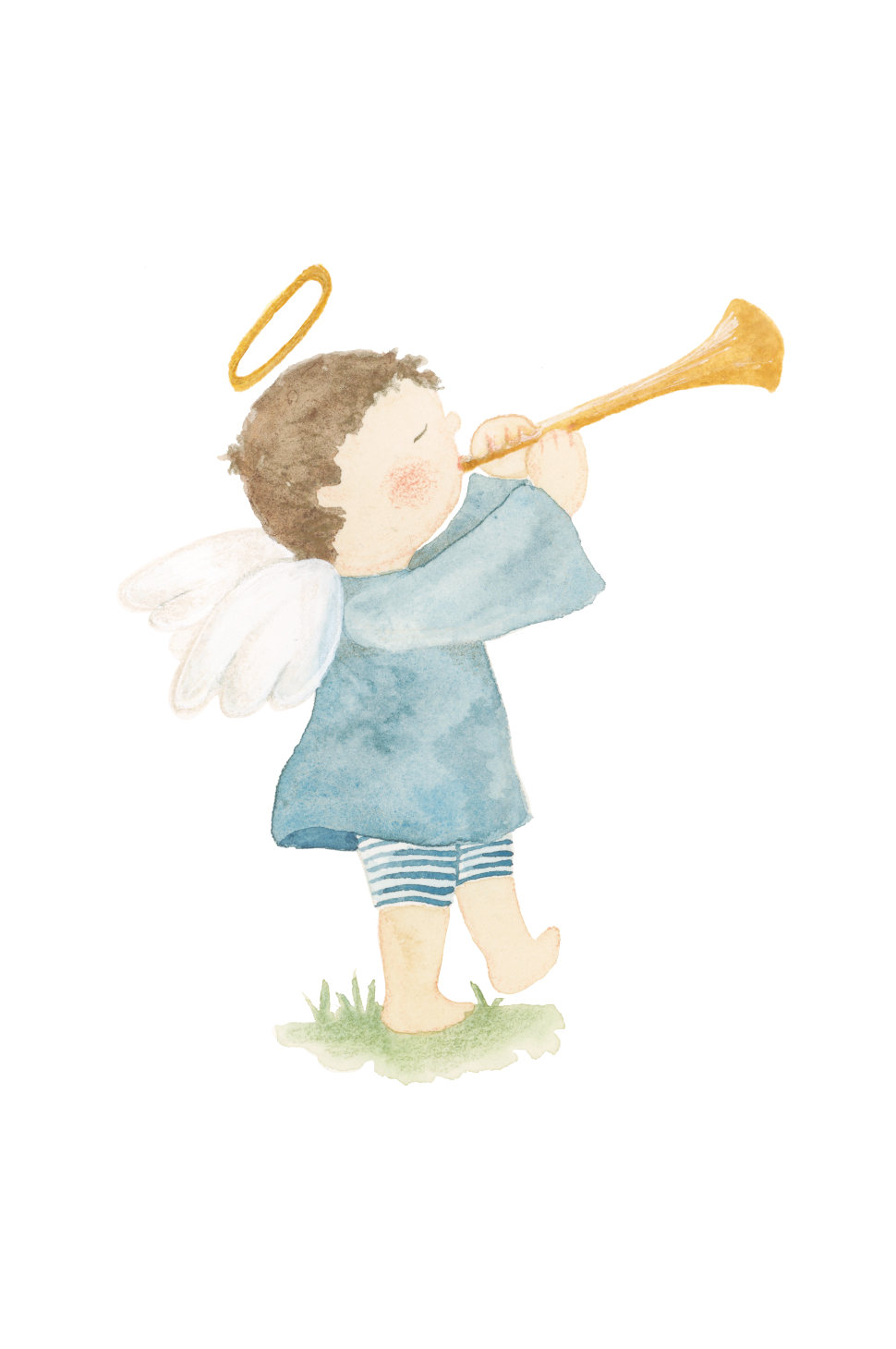 Santito ilustrado por BERNIE Angelito trompeta