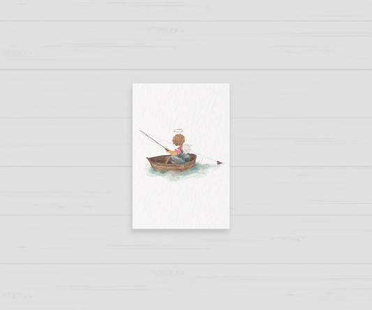 Santito ilustrado por BERNIE Ángel pescando