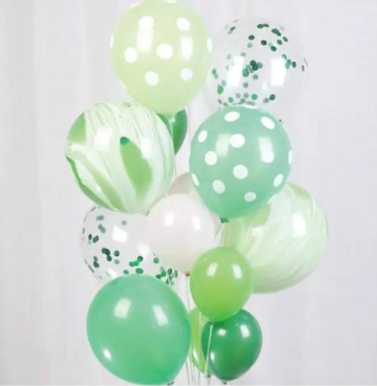 Set globos verdes puntos