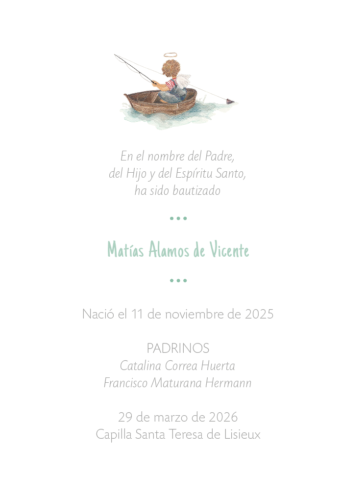 Santito de Bautizo Ángel Pescando (12 u)
