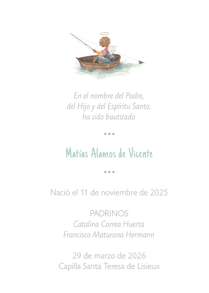 Santito de Bautizo Ángel Pescando (12 u)