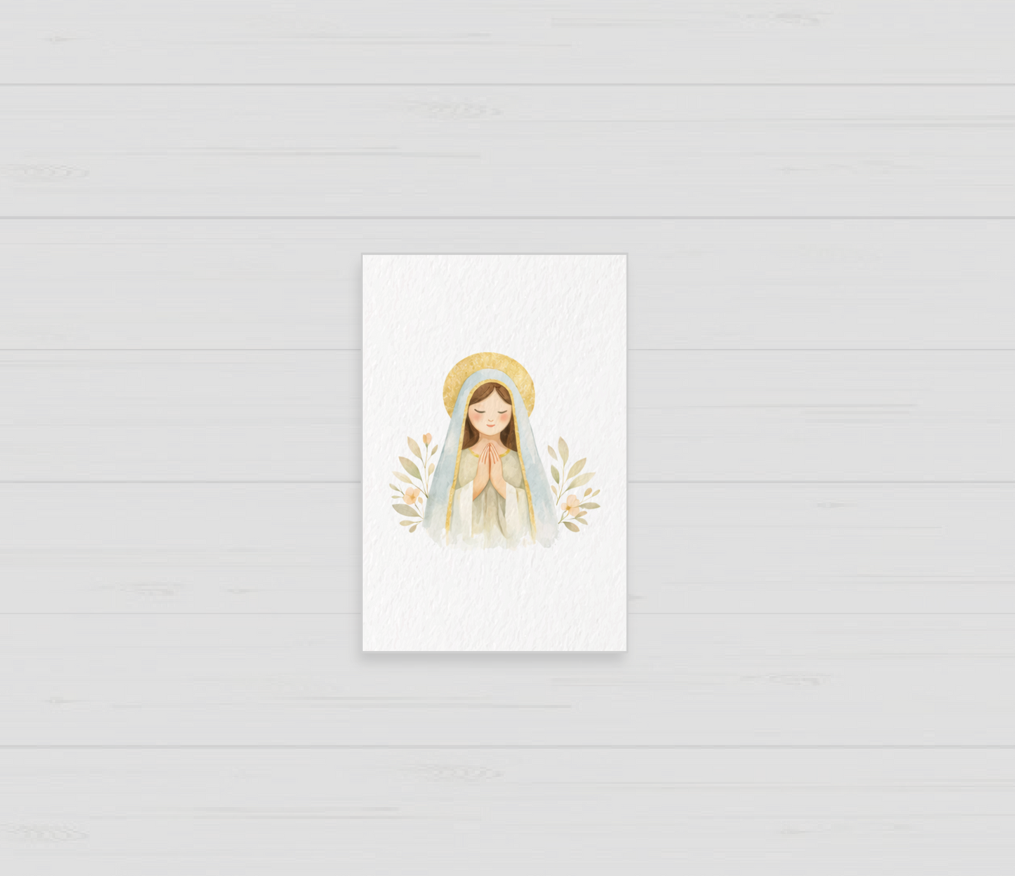 Santito de bautizo de la Virgen en calma, recuerdo personalizado
